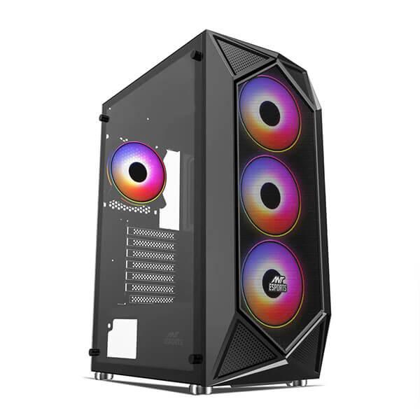 Ant Esports ICE-150TG Mesh (ATX) Mid Tower Cabinet with Tempered Glass Side Panel (Black)