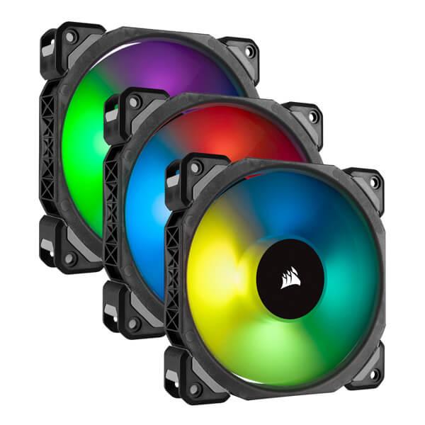 Corsair ML120 PRO RGB 120MM PWM Premium Magnetic Levitation Cabinet Fan With Lighting Node Pro (Tripple Pack) CO-9050076-WW