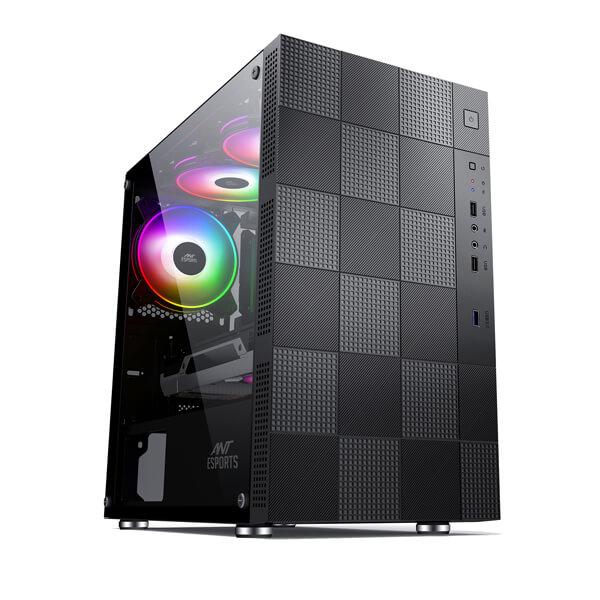 Ant Esports Elite 1000 TG (M-ATX) Mini Tower Cabinet With Tempered Glass Side Panel (Black)