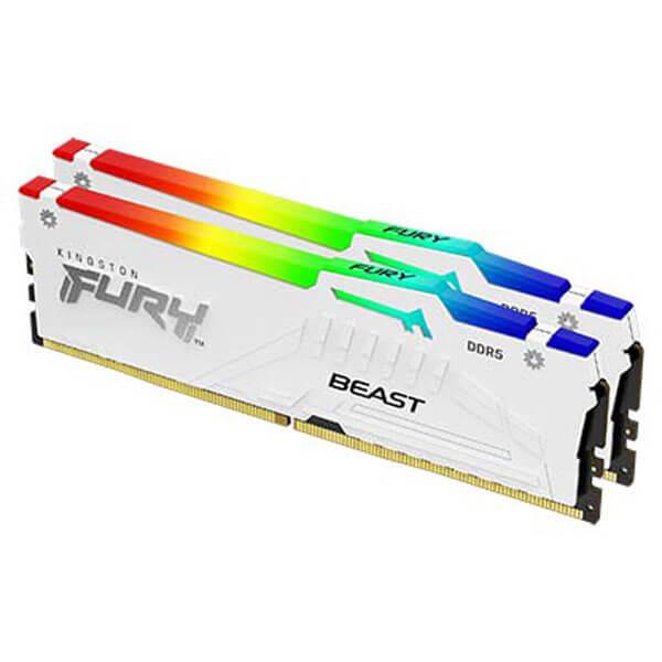 KINGSTON FURY BEAST RGB XMP 64GB (32GBX2) DDR5 6000MHZ DESKTOP RAM (WHITE)