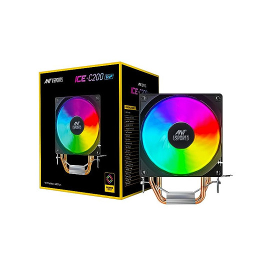 ANT ESPORTS ICE-C200 V2 CPU COOLER WITH RAINBOW LED FAN