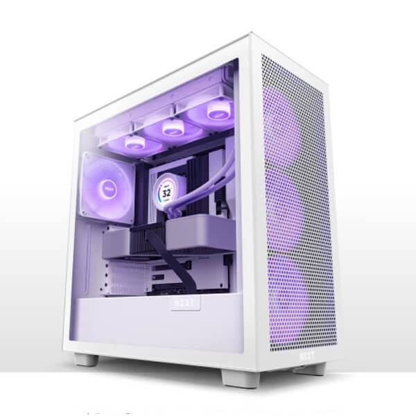 NZXT H7 Flow RGB (ATX) Mid Tower Cabinet with Tempered Glass Side Panel (White)