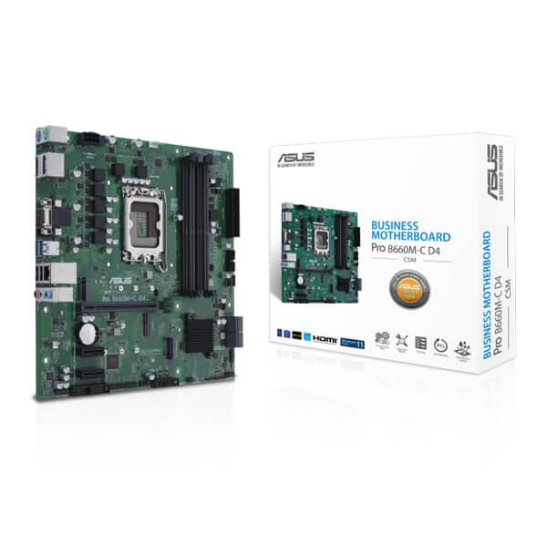 Asus Pro B660M-C D4-CSM Motherboard (Intel Socket 1700/13th and 12th Generation Core Series CPU/Max 128GB DDR4 4600MHz Memory)