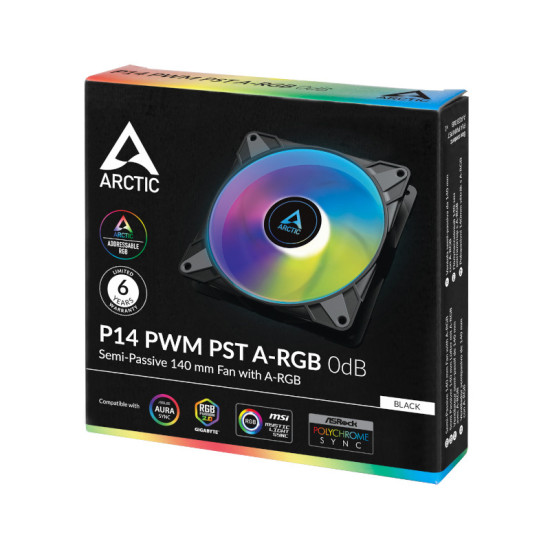 ARCTIC P14 PWM PST A-RGB CABINET FAN - BLACK