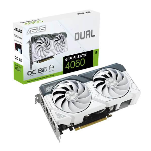 Asus Dual GeForce RTX 4060 White OC Edition 8GB GDDR6 128-bit Gaming Graphics Card