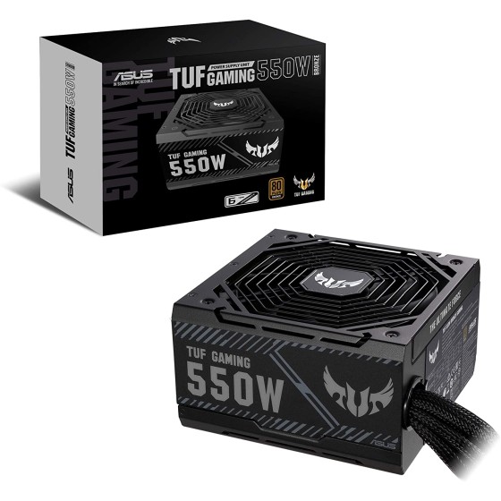 ASUS TUF Gaming 550W Bronze PSU, Power Supply (Axial-tech Fan Design, Dual Ball Fan Bearings, 0dB Technology, 80 Plus Bronze Certification, 80cm 8-pin CPU Connector, 6-Year Warranty)