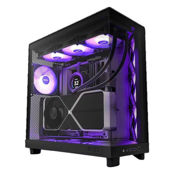 NZXT H6 FLOW RGB (ATX) MID TOWER CABINET WITH TEMPERED GLASS SIDE PANEL (BLACK)