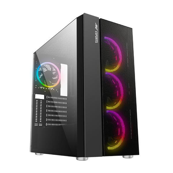 Ant Esports ICE-511MT ARGB (ATX) Mid Tower Cabinet With Tempered Glass Side Panel And Controller (Black)