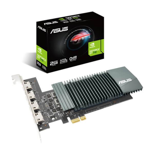 ASUS NVIDIA GeForce GT 710 Graphics Card (PCIe 2.0, 2GB GDDR5 Memory, 4x HDMI Ports, Single-slot Design, Passive Cooling)