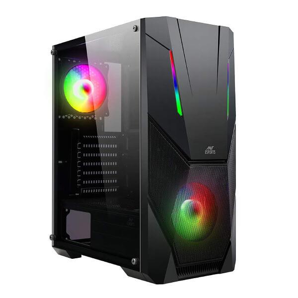 Ant Esports ICE-211TG ARGB (ATX) Mid Tower Cabinet With Transparent Side Panel (Black)