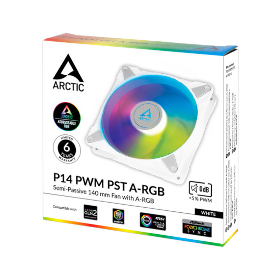 ARCTIC P14 PWM PST A-RGB CABINET FAN - WHITE