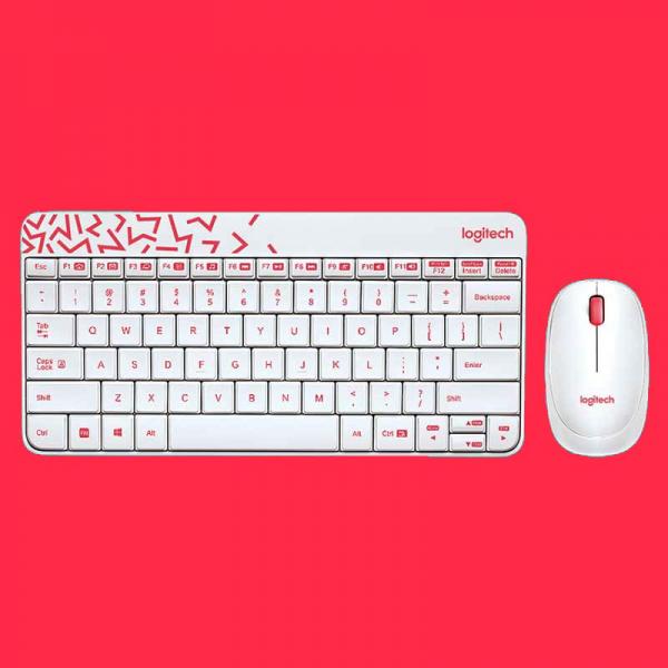 LOGITECH MK240 WIRELESS MOUSE AND KEYBOARD COMBO (WHITE-RED)