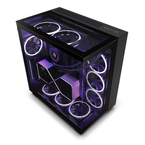 NZXT H9 Elite (ATX) Mid Tower Cabinet With Tempered Glass Side Panel, Fan Controller and RGB Controller (Black)