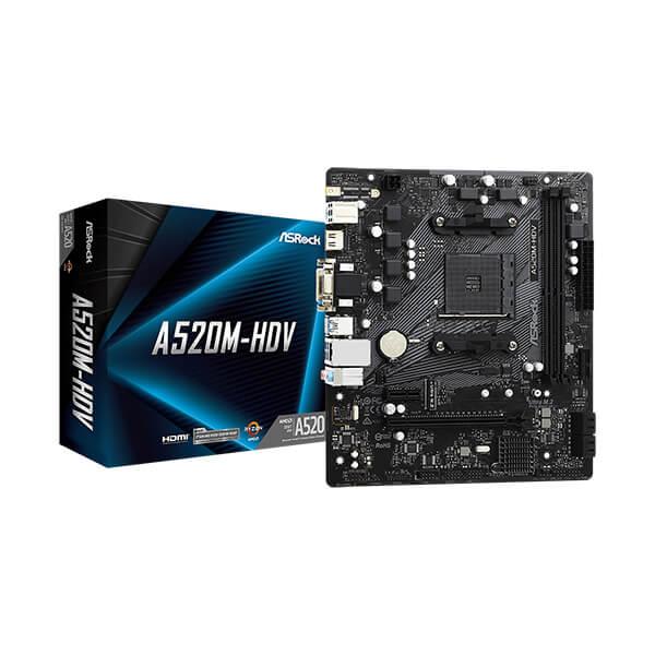 ASRock A520M-HDV Motherboard (AMD Socket AM4/Ryzen 3rd Gen Series CPU/Max 64GB DDR4 4600MHz Memory)