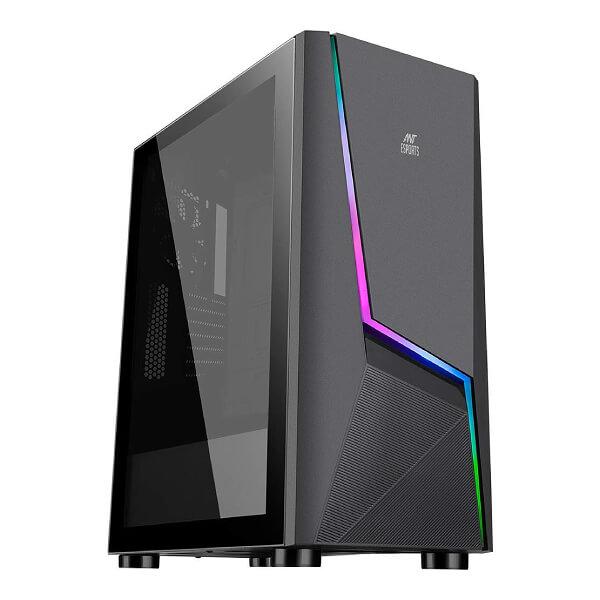 Ant Esports ICE-130AG RGB (ATX) Mid Tower Cabinet With Transparent Side Panel (Matte Black)