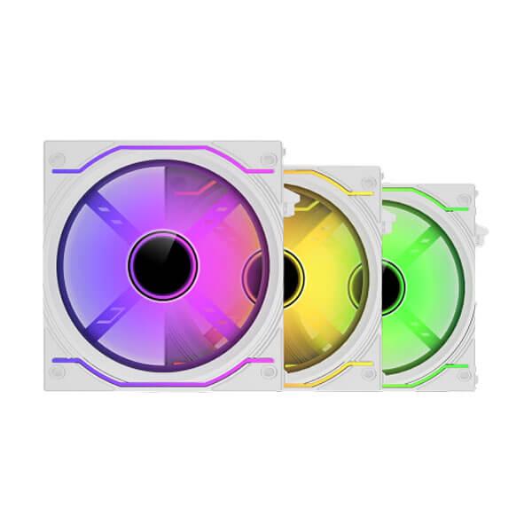 ANT ESPORTS CRYSTAFLOW ARGB WHITE - 120MM ARGB CABINET FAN WITH ARGB CONTROLLER (TRIPLE PACK)