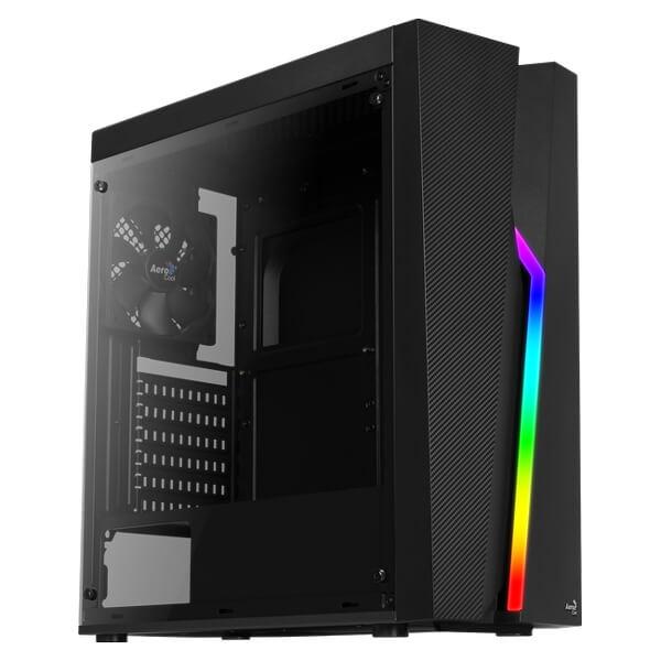 Aerocool Bolt RGB (ATX) Mid Tower Cabinet With Transparent Side Panel &#038; RGB Controller BOLT-G-BK-V1