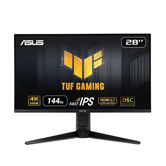 ASUS TUF Gaming VG28UQL1A HDMI 2.1 Gaming Monitor — 28-inch 4K UHD (3840 x 2160), Fast IPS, 144 Hz, 1 ms GTG, NVIDIA G-Sync compatible, AMD FreeSync™ Premium, DSC, ELMB Sync, Variable Overdrive, DisplayHDR™ 400, DCI-P3 90%