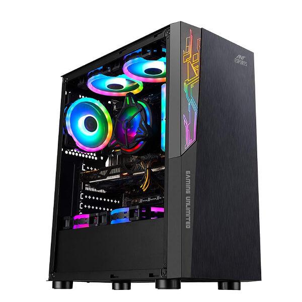 Ant Esports ICE-120AG RGB (ATX) Mid Tower Cabinet With Transparent Side Panel (Black)