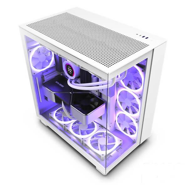 NZXT H9 Flow (ATX) Mid Tower Cabinet With Tempered Glass Side Panel (White)