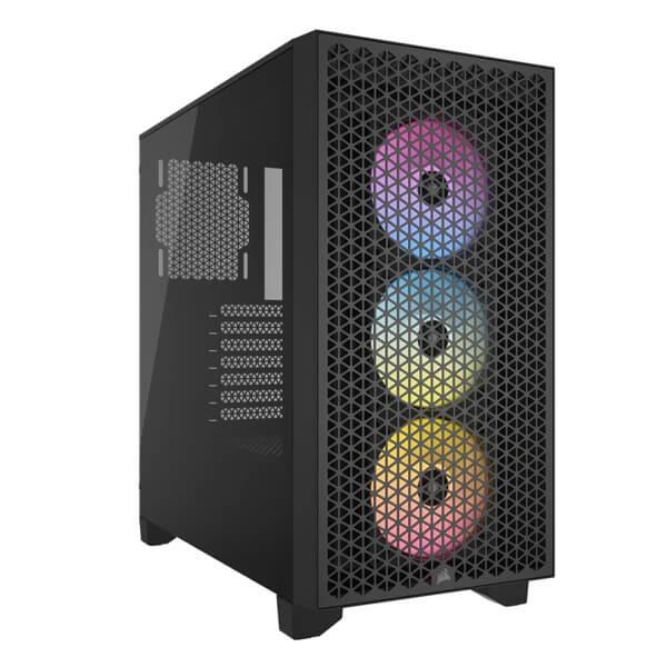CORSAIR 3000D RGB AIRFLOW MID-TOWER (ATX) CABINET WITH TEMPERED GLASS SIDE PANEL – BLACK (CC-9011255....