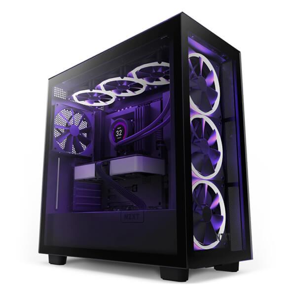 NZXT H7 Elite (ATX) Mid Tower Cabinet with Tempered Glass Side Panel and RGB Fan Controller (Black)